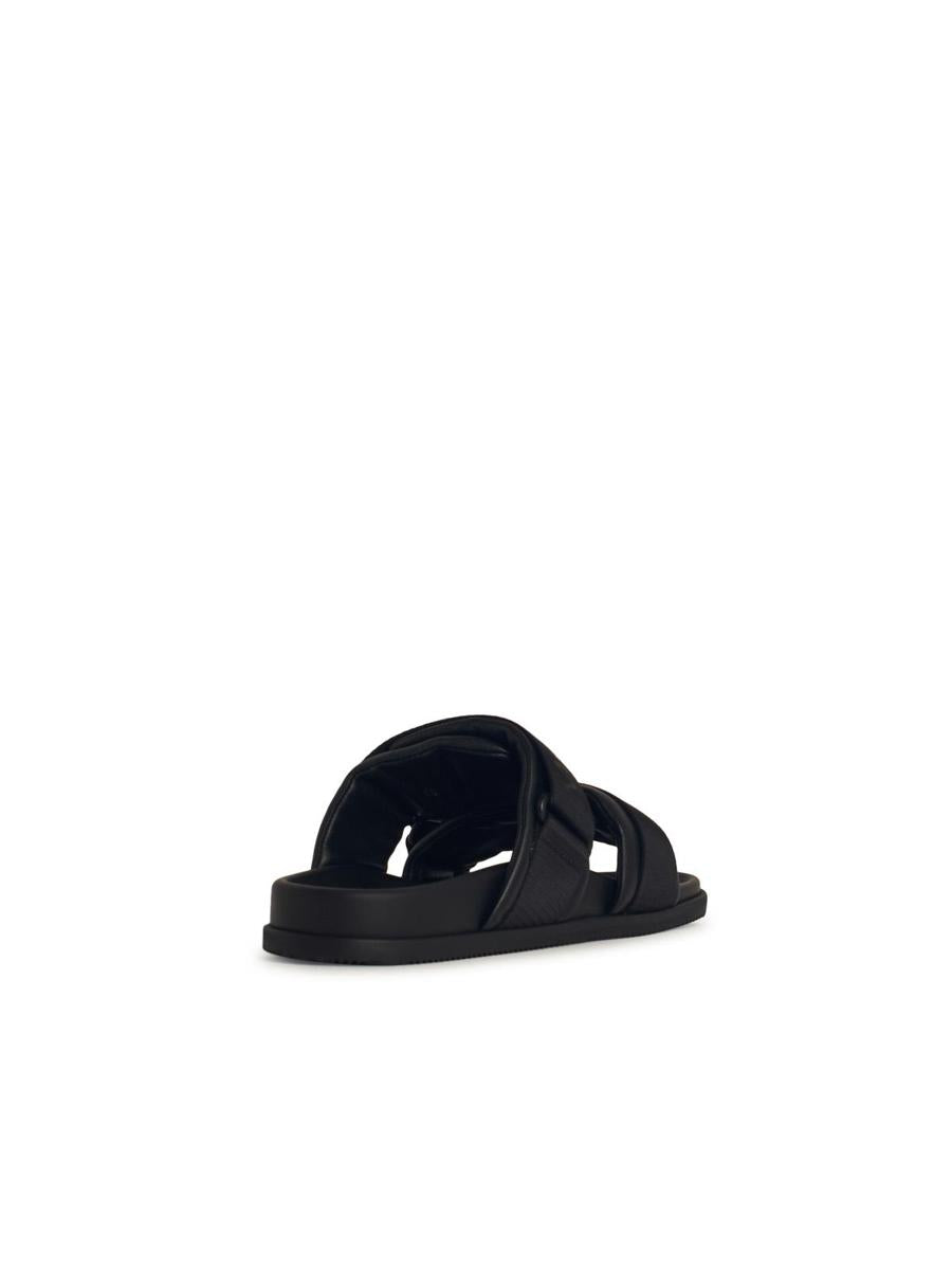 Moncler svarta sandaler i läderblandning