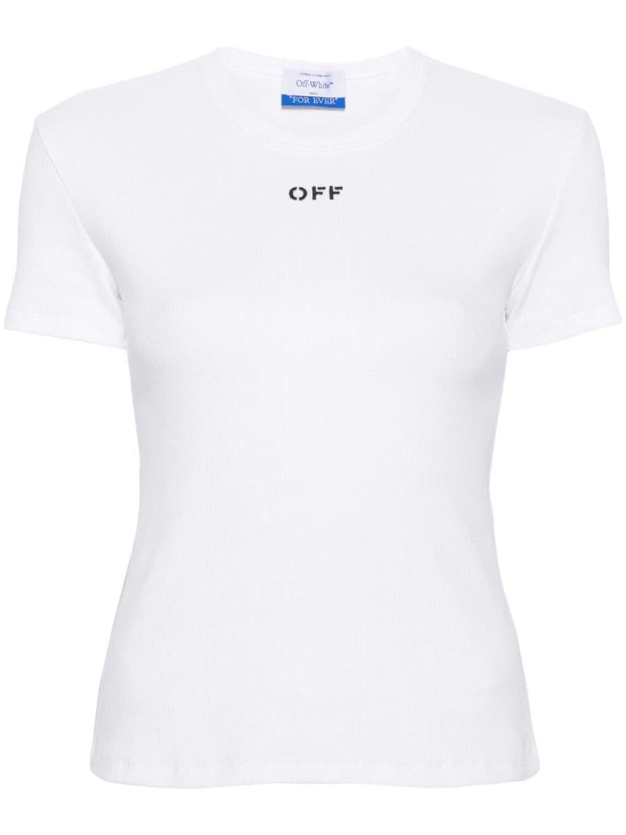Off-White Off Stamp Rib Basic T-shirt Vit Svart