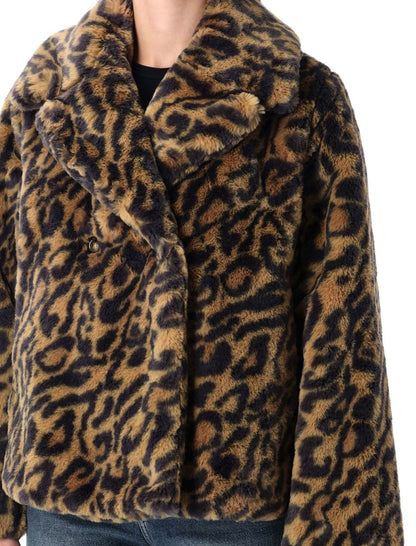 APC Leopardmönstrad Johanna-kappa i fuskpäls