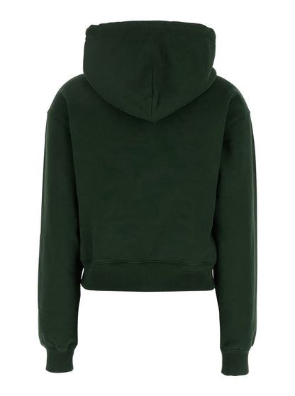 Grön huvtröja med logotyp framtill i bomull för kvinnor, 'Le Hoodie Gros Grain'