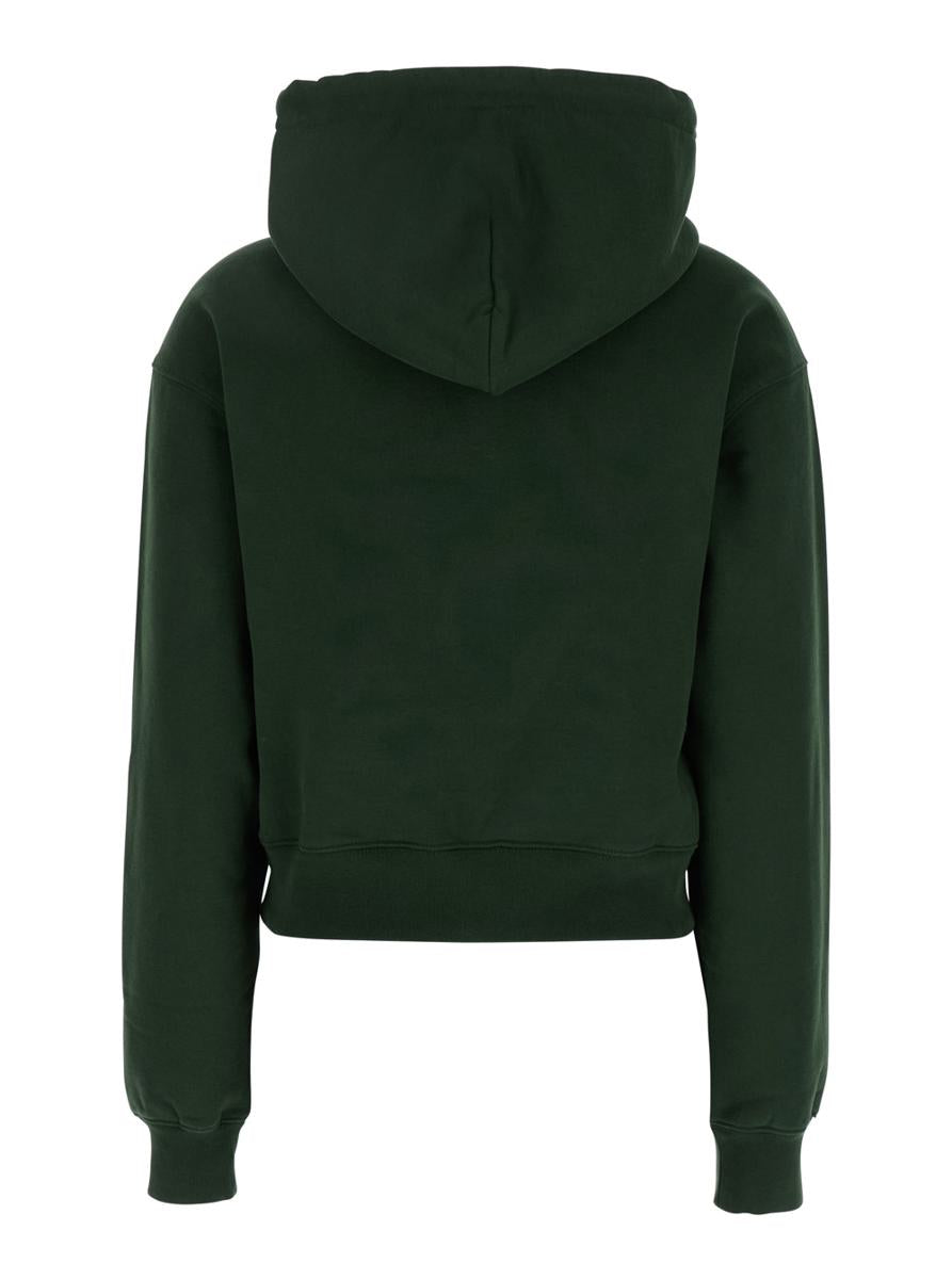Grön huvtröja med logotyp framtill i bomull för kvinnor, 'Le Hoodie Gros Grain'