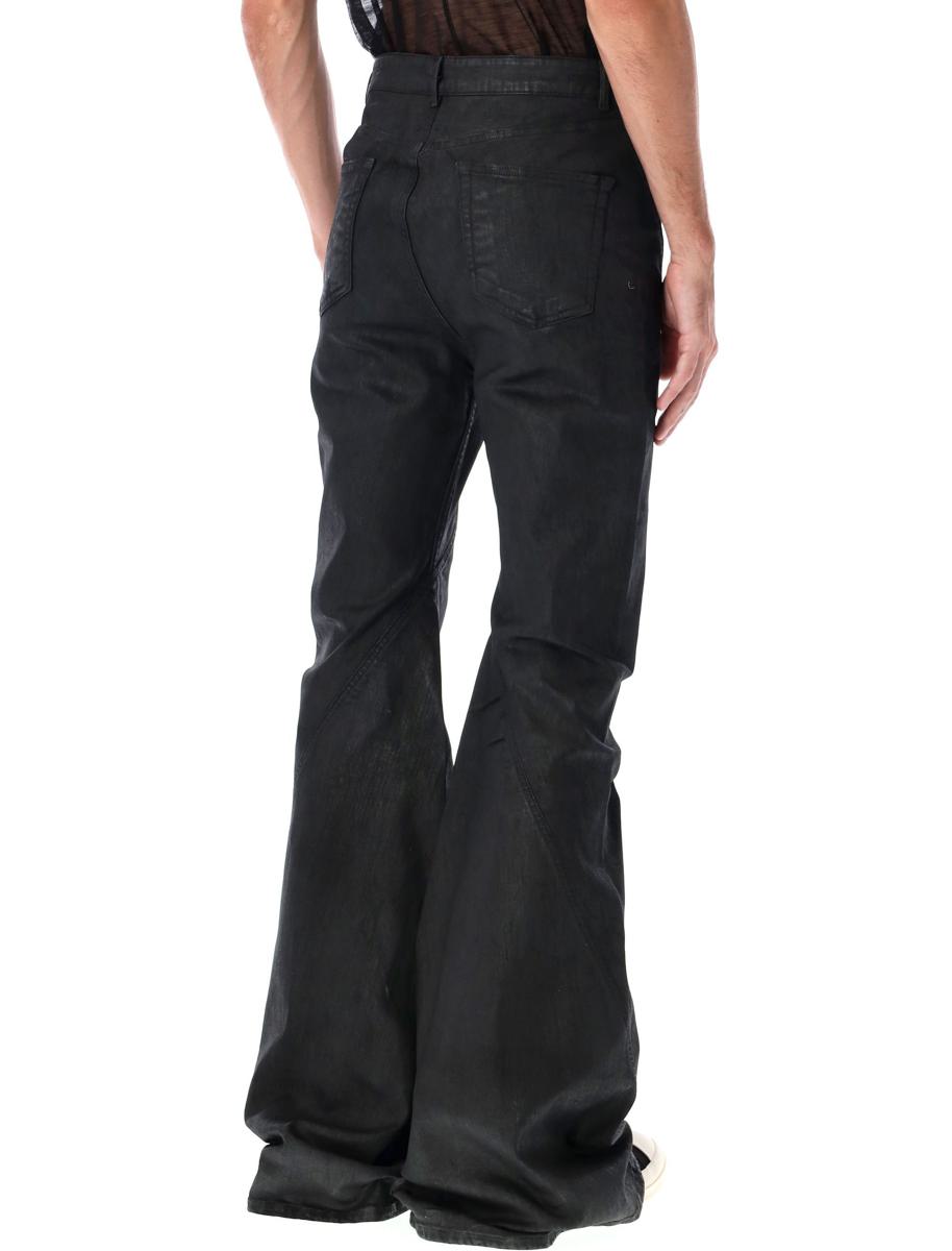 Rick Owens Drkshdw Svarta Vaxade Bias Bootcut Jeans