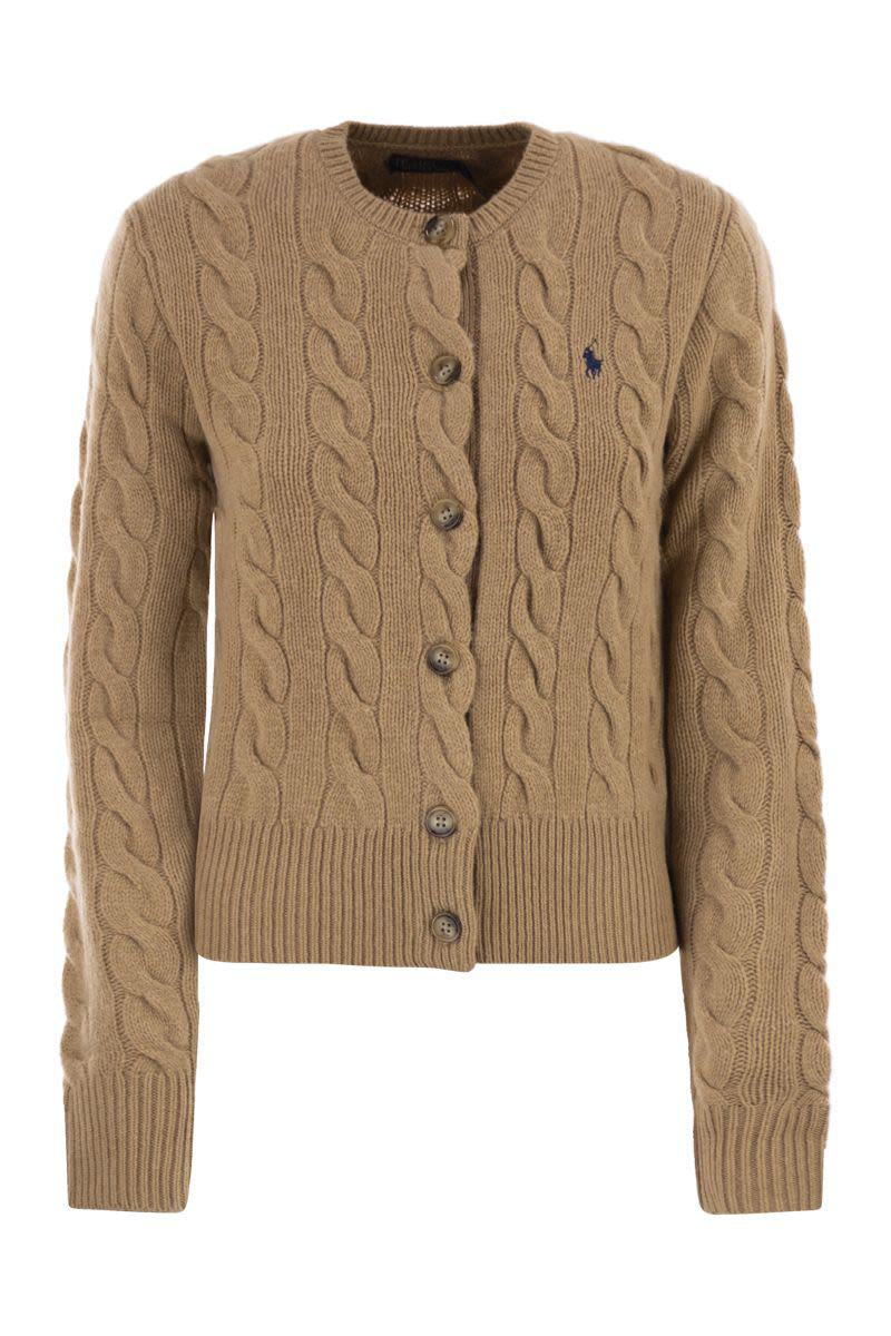 Polo Ralph Lauren ull- och kashmirstickad kofta med kabelstickning