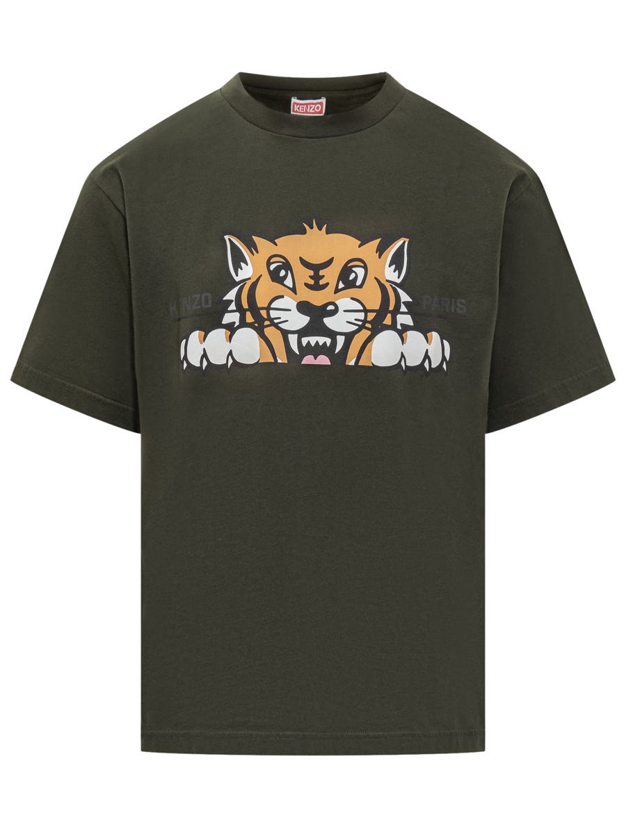 Kenzo Kenzo Herr Grön T-shirt Med Tigertryck