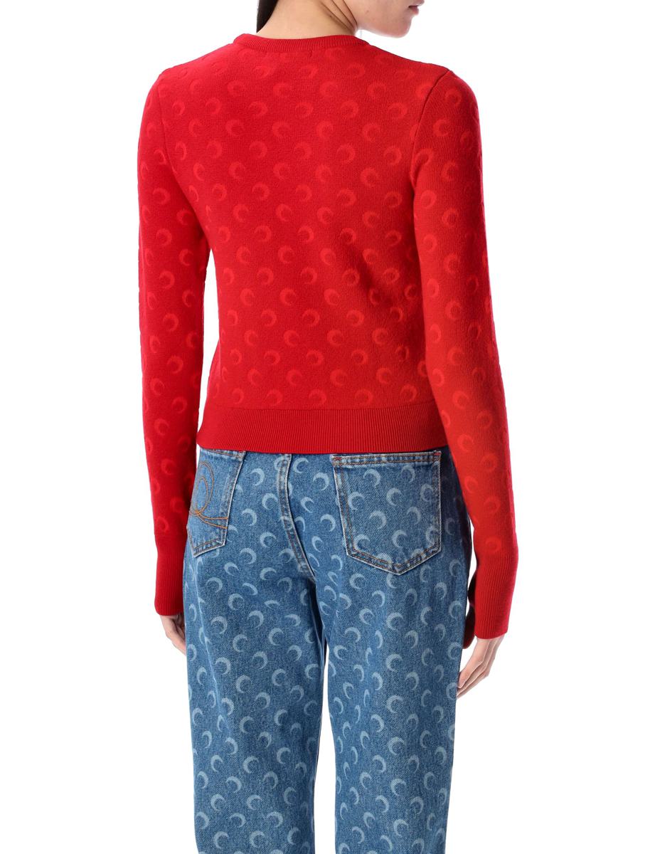 Marinblå Serre Moon Jacquard Stickad Tröja