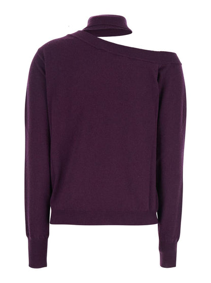 Maglia Scollata Misto Cashmere Con Collo Staccato
