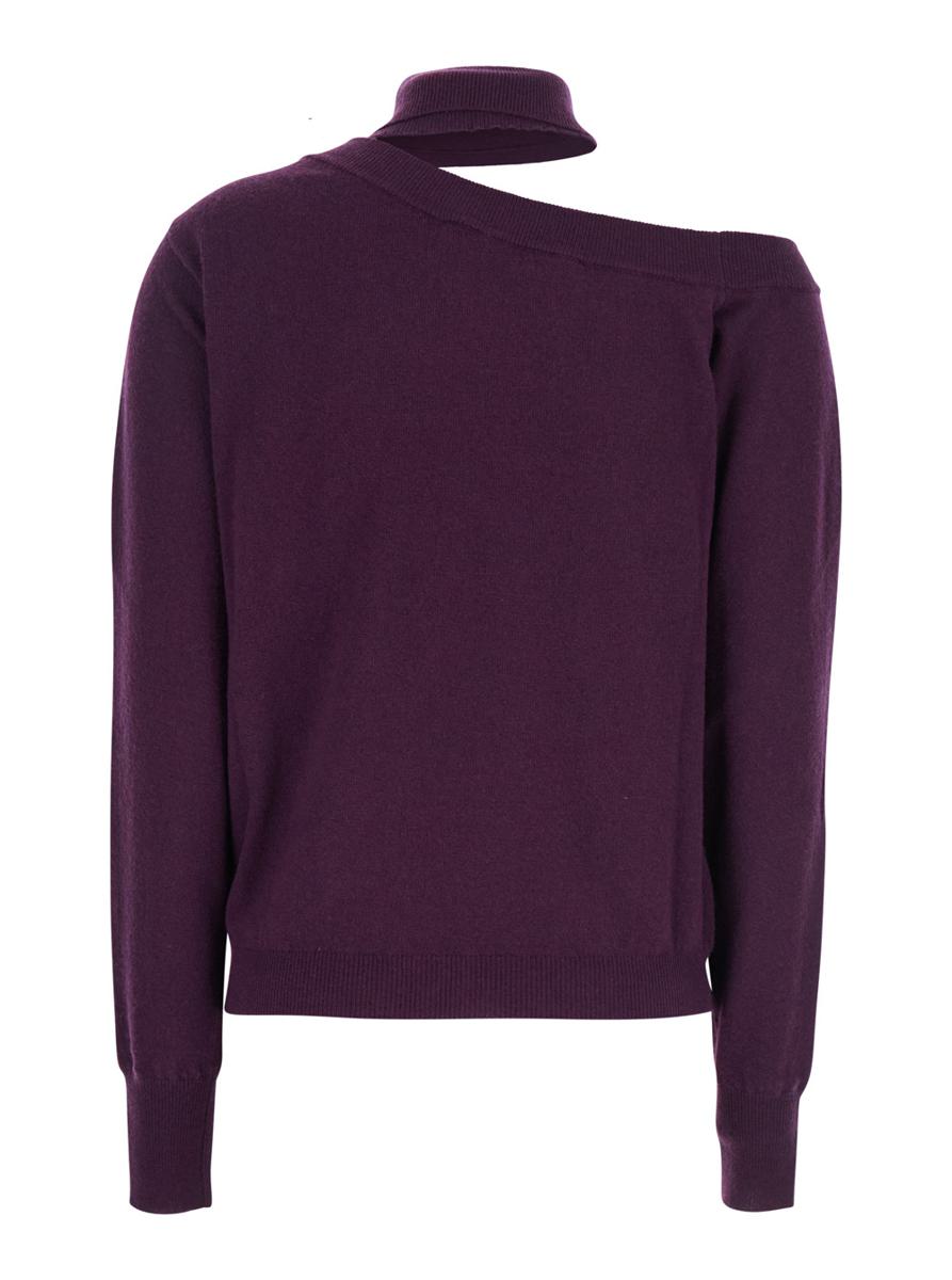 Maglia Scollata Misto Cashmere Con Collo Staccato