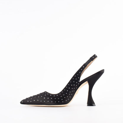 Stuart Weitzman svart slingback med Swarovski