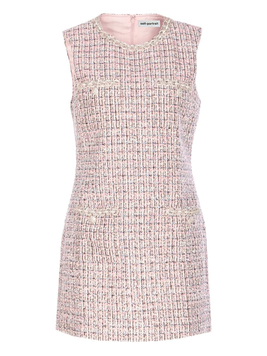 Självporträtt Rosa Bouclé Ärmlös Miniklänning Kläder