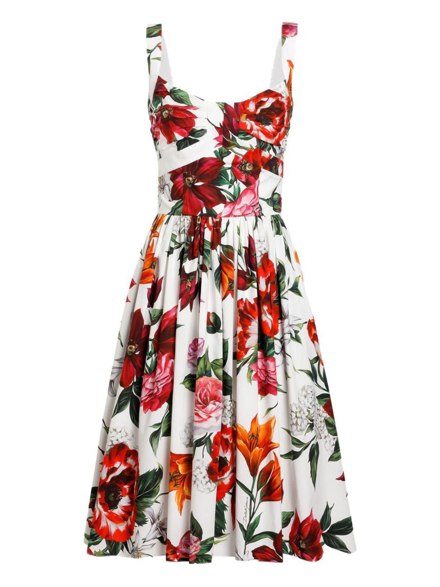 Dolce &amp; Gabbana Anemoni Print Cotton Midi Dress
