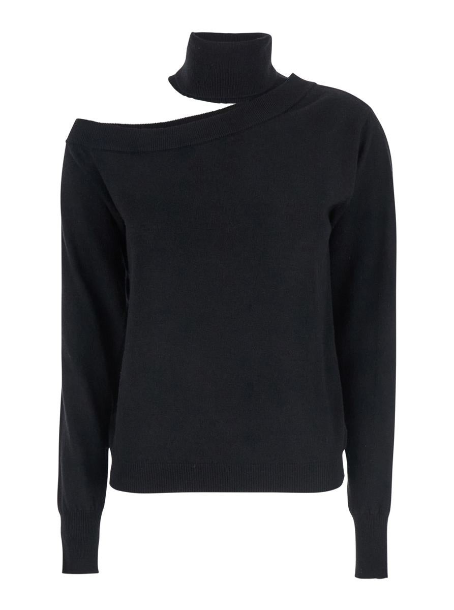 Maglia Scollata Misto Cashmere Con Collo Staccato