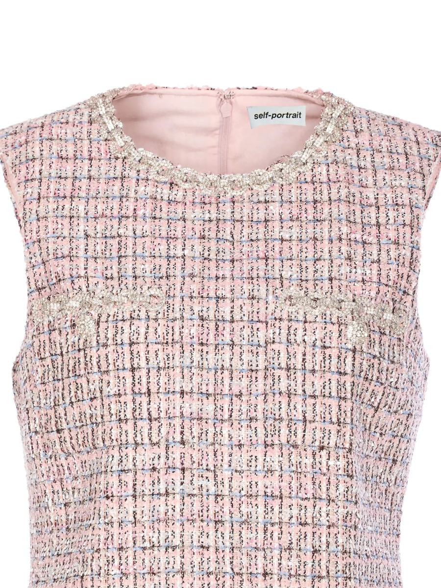 Självporträtt Rosa Bouclé Ärmlös Miniklänning Kläder