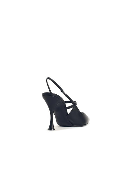 Dolce &amp; Gabbana svarta läderslingbacks