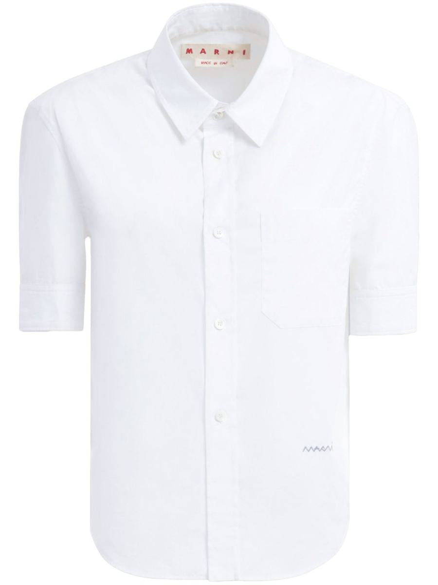 Marni Vit Slim-Fit Kortärmad Skjorta