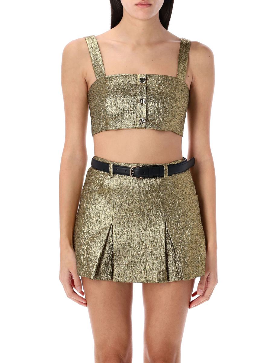 Självporträtt Metallisk Jacquard Crop Top