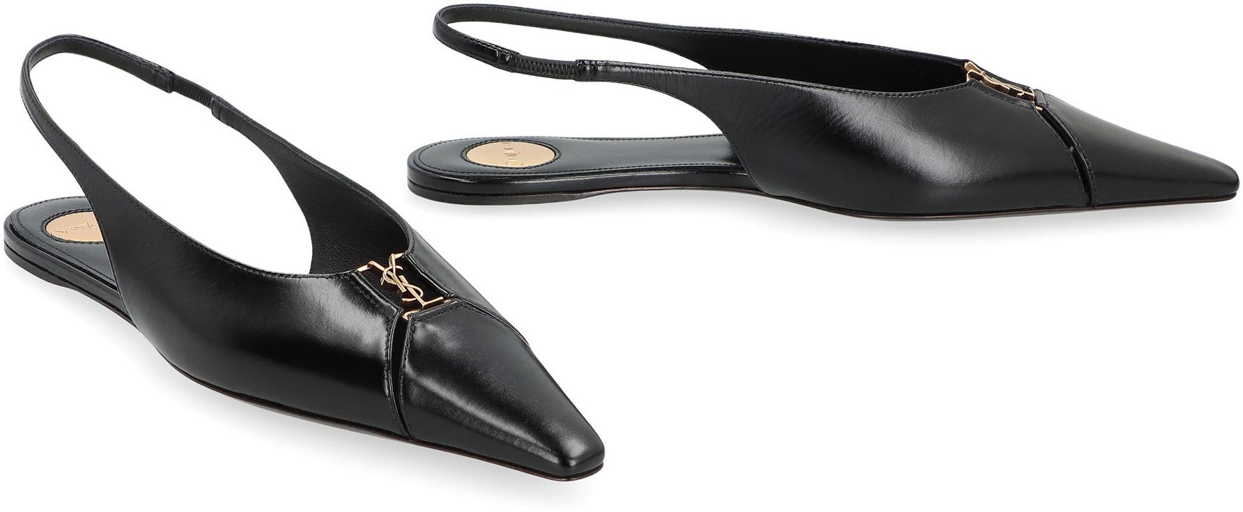 Saint Laurent Babylone spetsiga slingback-balettskor