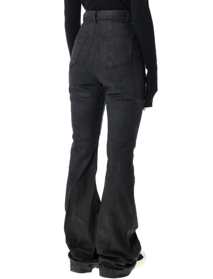 Rick Owens Drkshdw Bolan Bootcut Svarta Vaxade Jeans