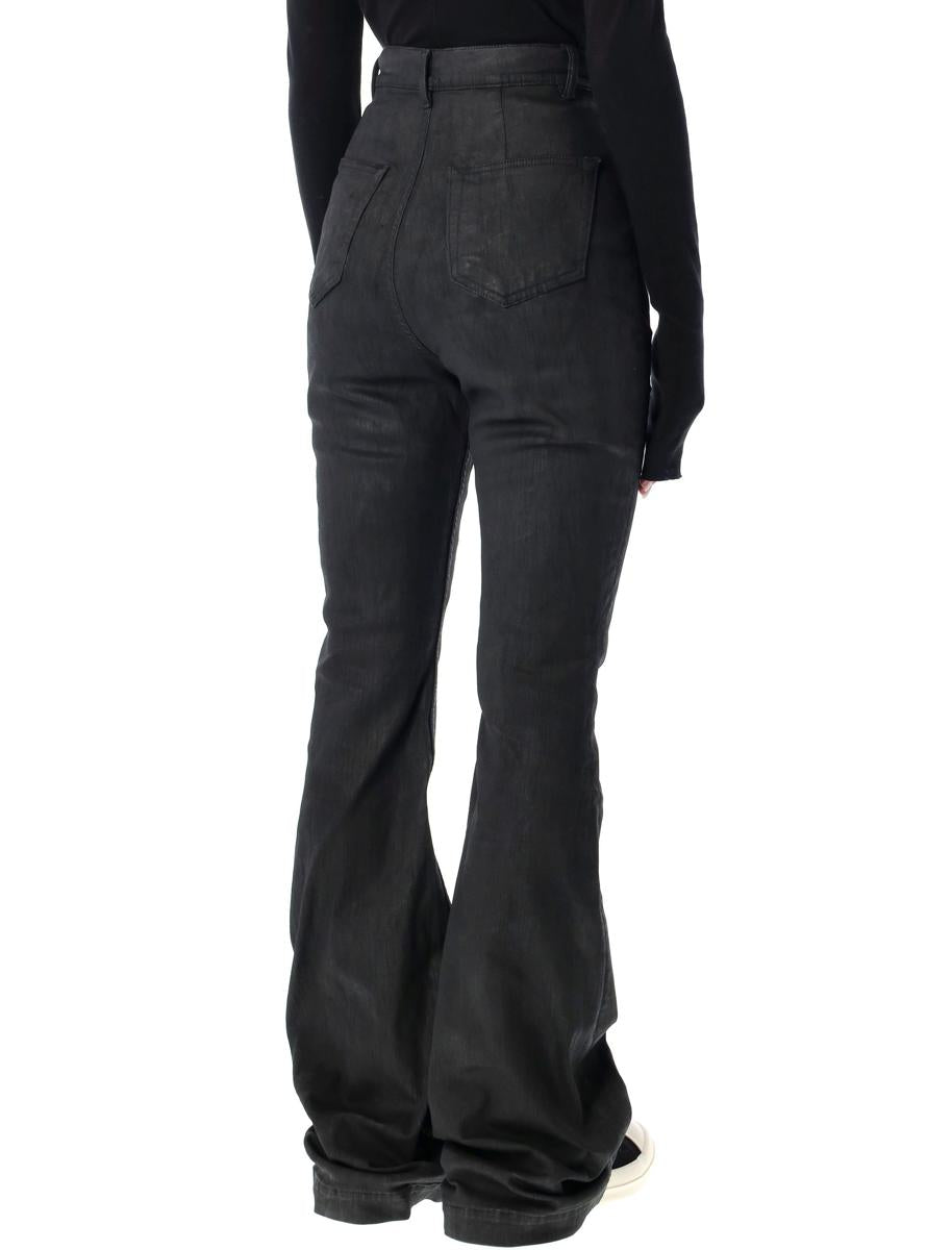 Rick Owens Drkshdw Bolan Bootcut Svarta Vaxade Jeans