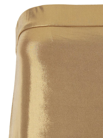 Metallisk ärmlös klänning med off-shoulder-mönster och maxi-slits i stretchigt tekniskt tyg för kvinnor