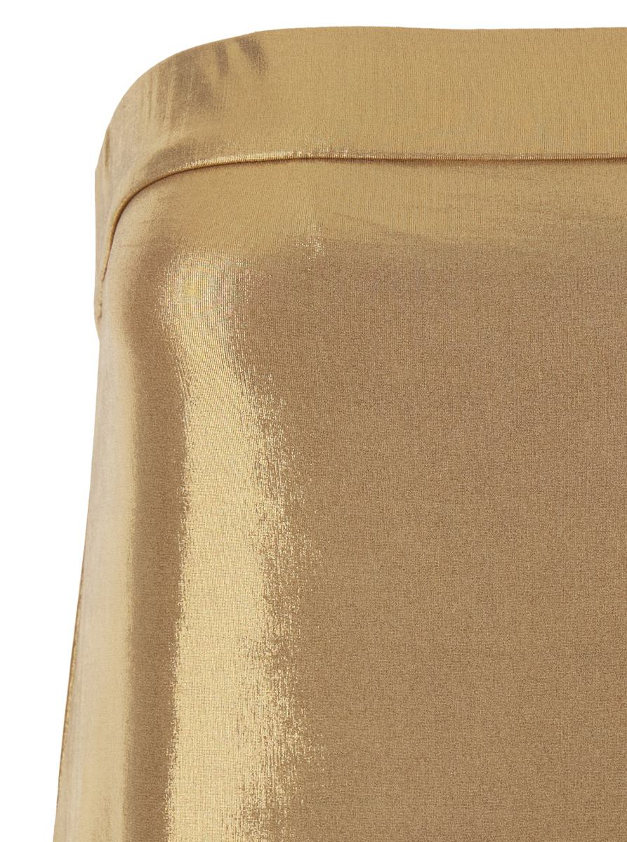 Metallisk ärmlös klänning med off-shoulder-mönster och maxi-slits i stretchigt tekniskt tyg för kvinnor