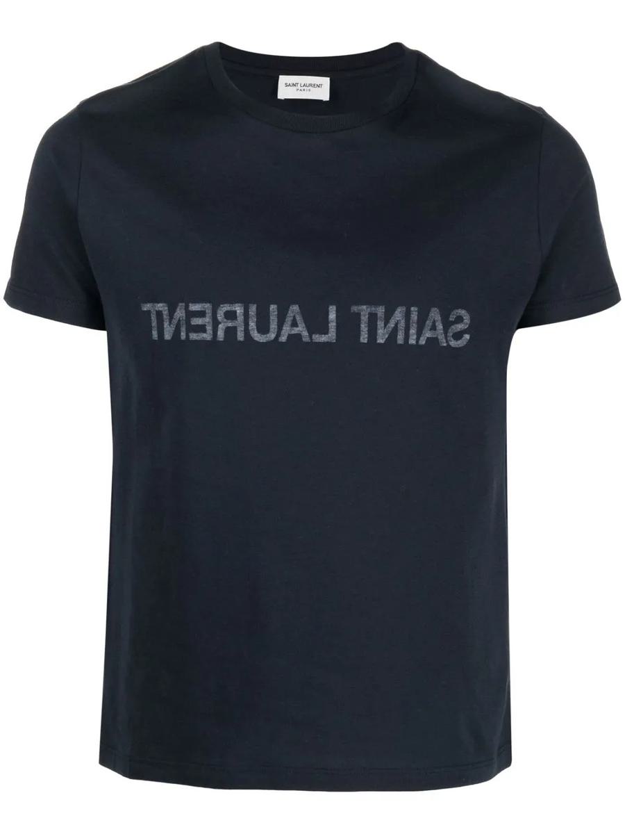 Saint Laurent bomullst-t-shirt med omvänd logotyp