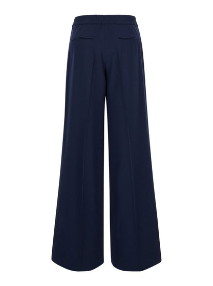 Blå vida byxor i polyester för kvinnor