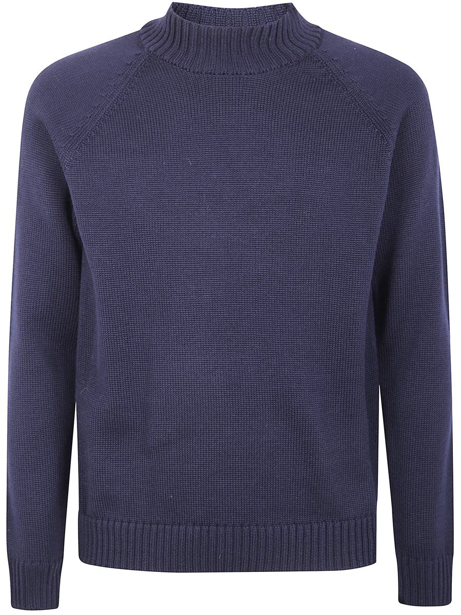 Zanone Slätstickad Slim Fit Raglanärmad Tröja med Häftig Halsringning