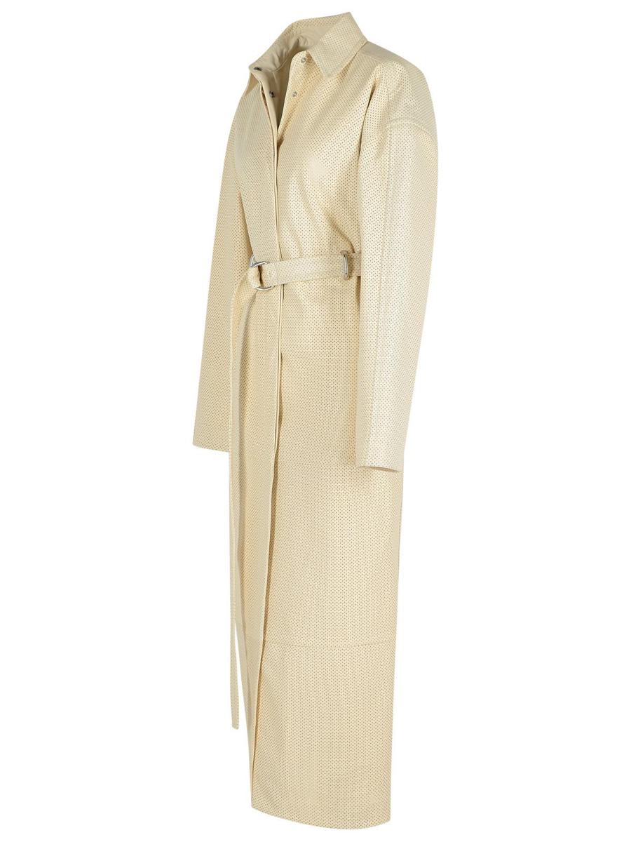 Sportmax Elfenbensvit Läder Trenchcoat
