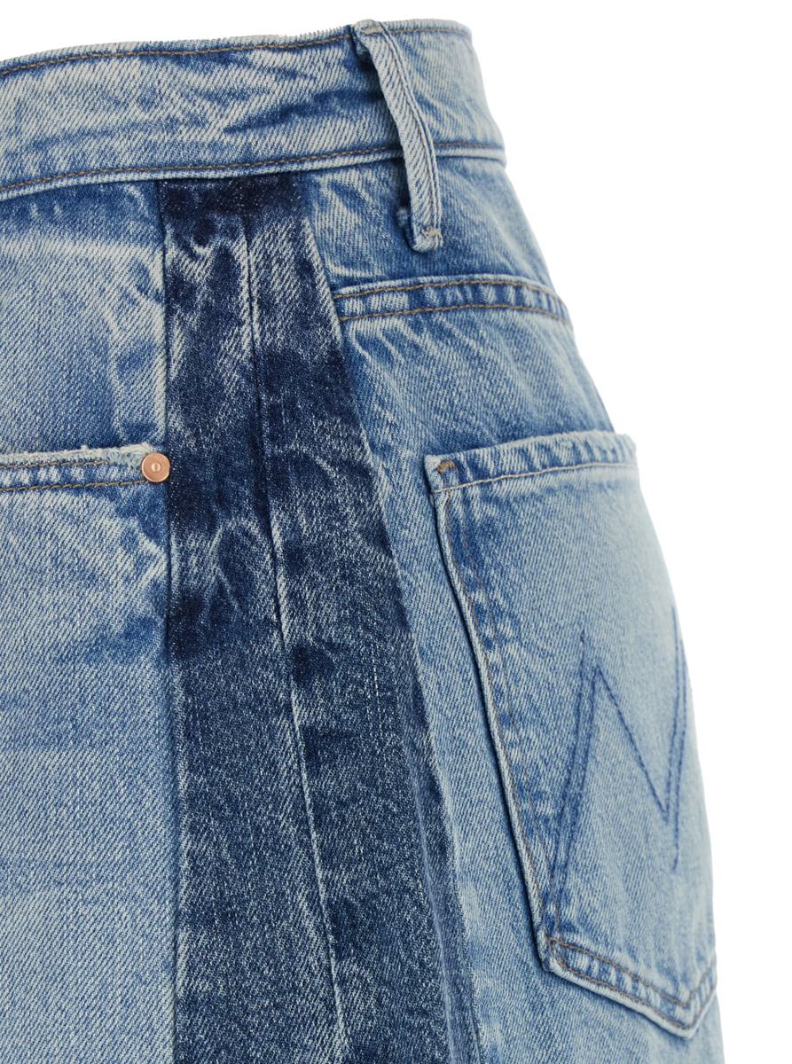Blå femfickesjeans med lapptäcksmönster i denim för kvinnor