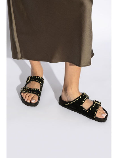 Birkenstock 'Florida' svarta lädertofflor