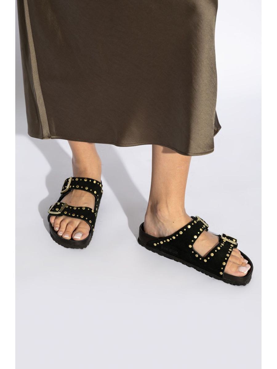 Birkenstock 'Florida' svarta lädertofflor