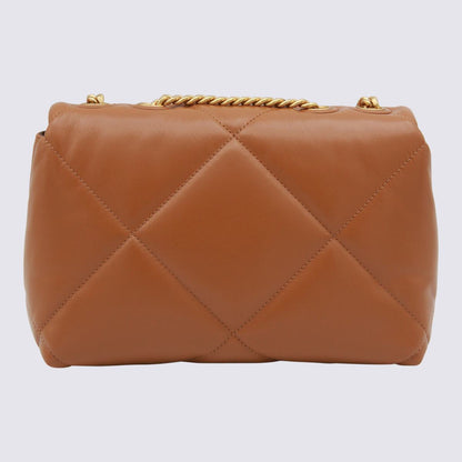 Tory Burch brun läderaxelväska