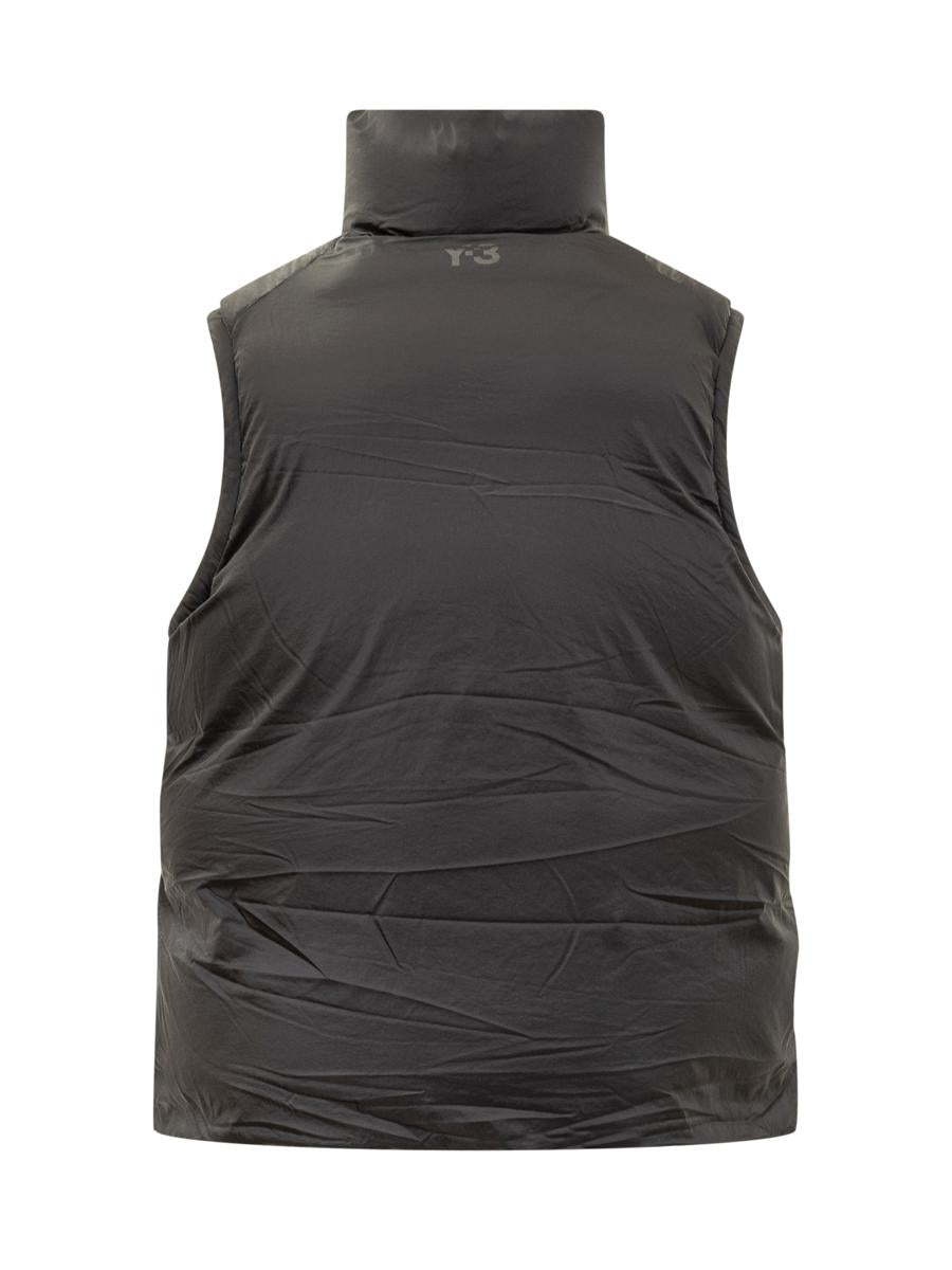 Y-3 Adidas Svart Vadderad Väst med Dragkedja Y-3