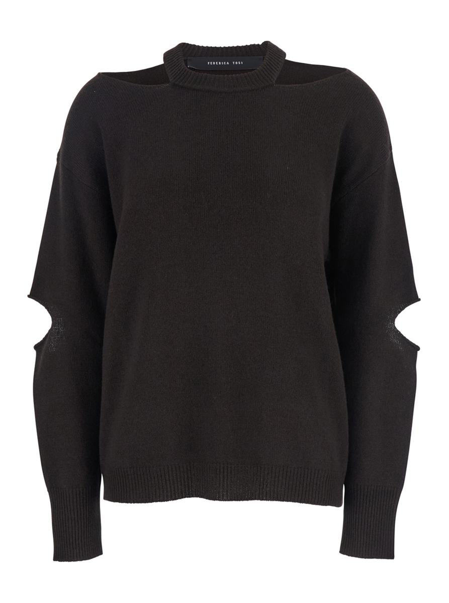 Maglia Misto Cashmere Cut Girocollo