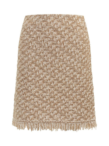 Fabiana Filippi Beige Bouclé minikjol med fransar av Fabiana Filippi