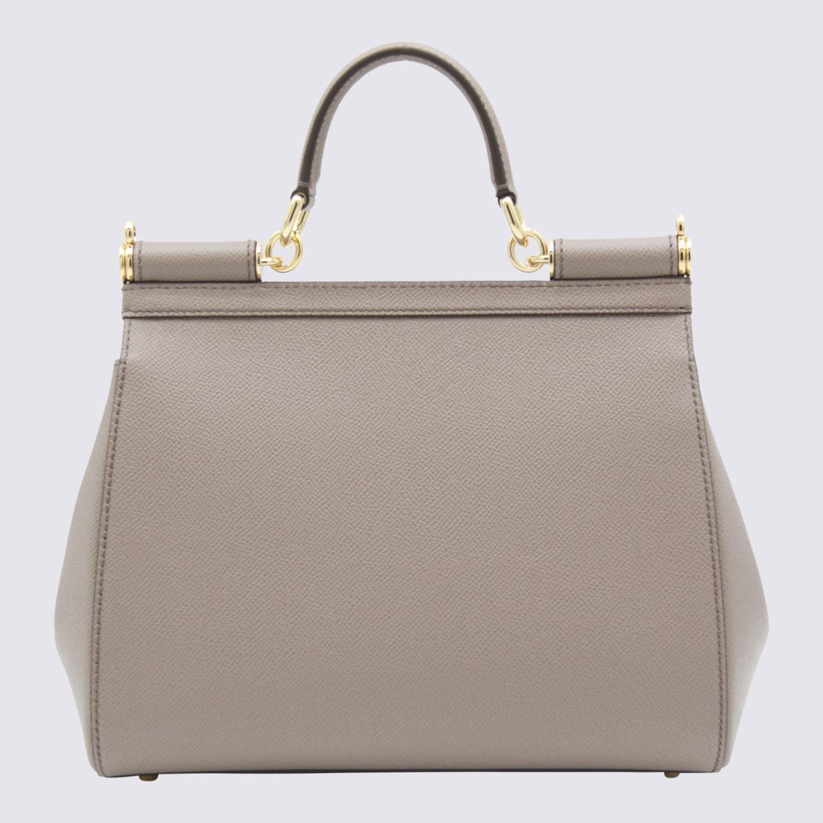 Dolce &amp; Gabbana Grå Läderväska med Stort Handtag från Sicily