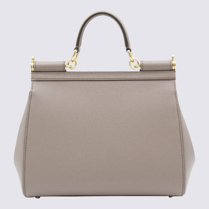 Dolce &amp; Gabbana Grå Läderväska med Stort Handtag från Sicily