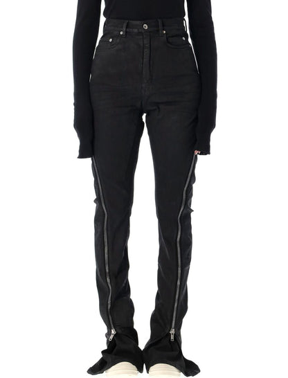 Rick Owens Drkshdw Bolan Banana Black Waxed Jeans