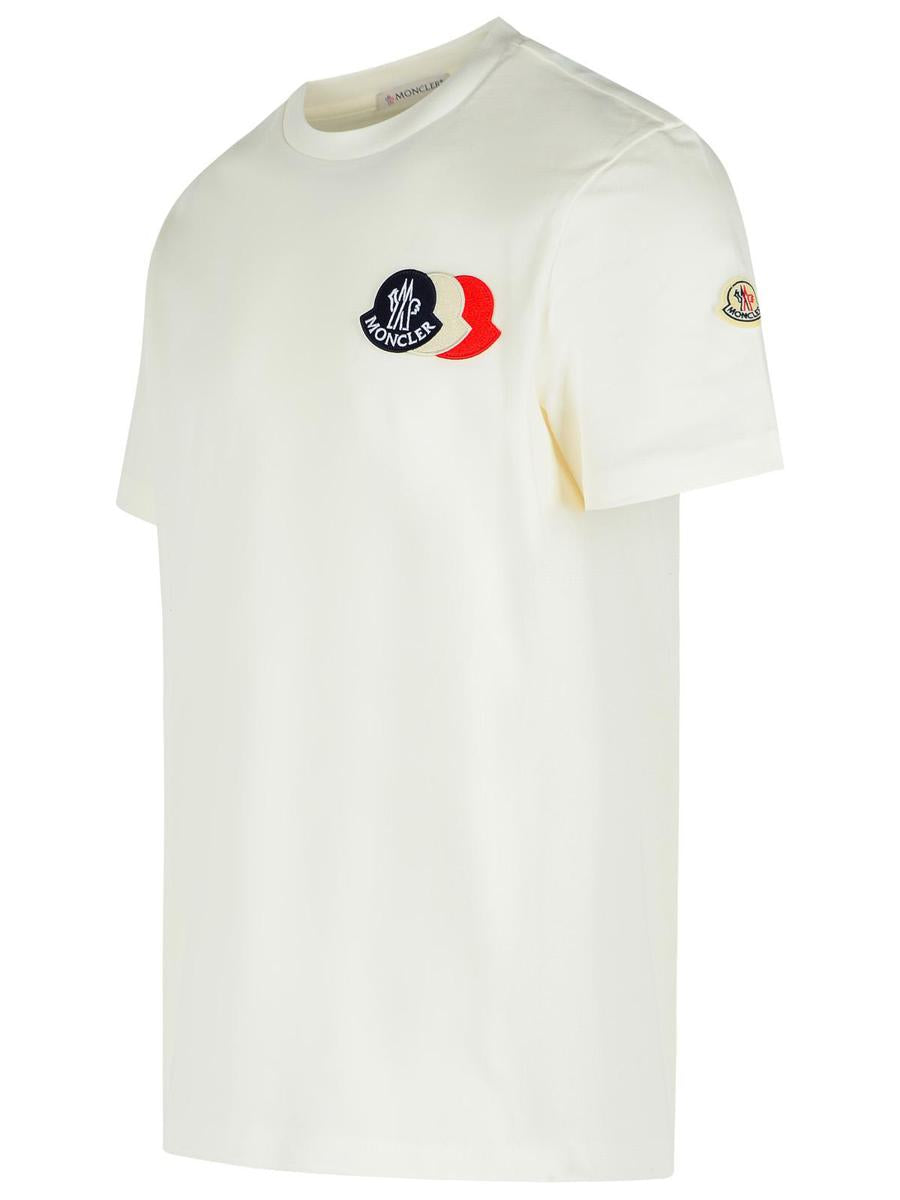 Moncler Vit Bomulls-T-shirt