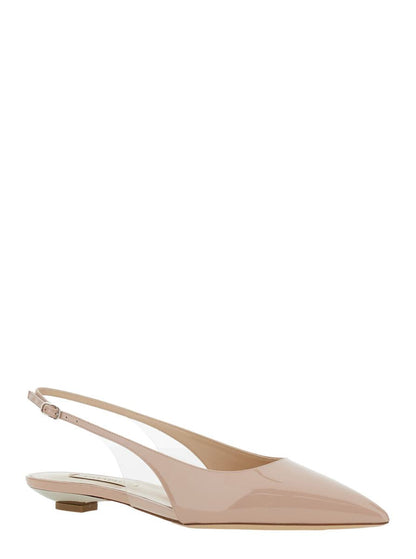 'Miniblade Tiffany' Beige Slingback Balettskor I Lackskinn Dam