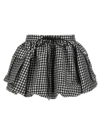 Ganni 'Crinkled Check Mini Bubble' Kjol