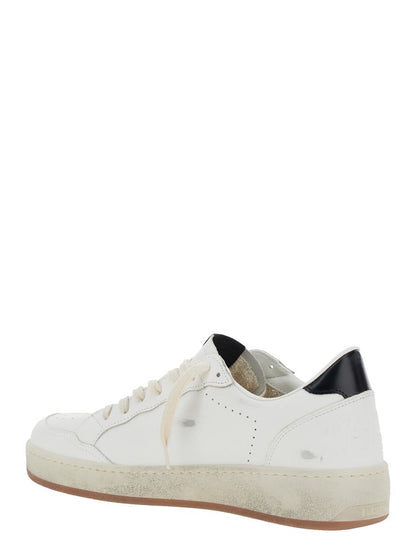 'Ballstar 2' Vita låga sneakers med stjärnmärke på sidan och laminerad klack i läder för män