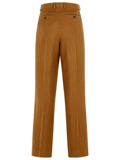 Dries Van Noten 'Penrud' raka bruna yllebyxor