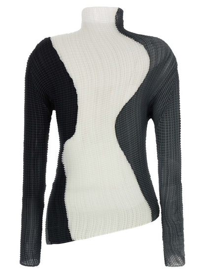 Issey Miyake blus med abstrakta veck