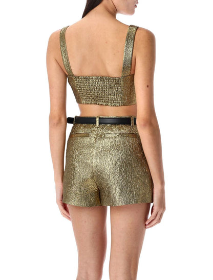 Självporträtt Metallisk Jacquard Crop Top