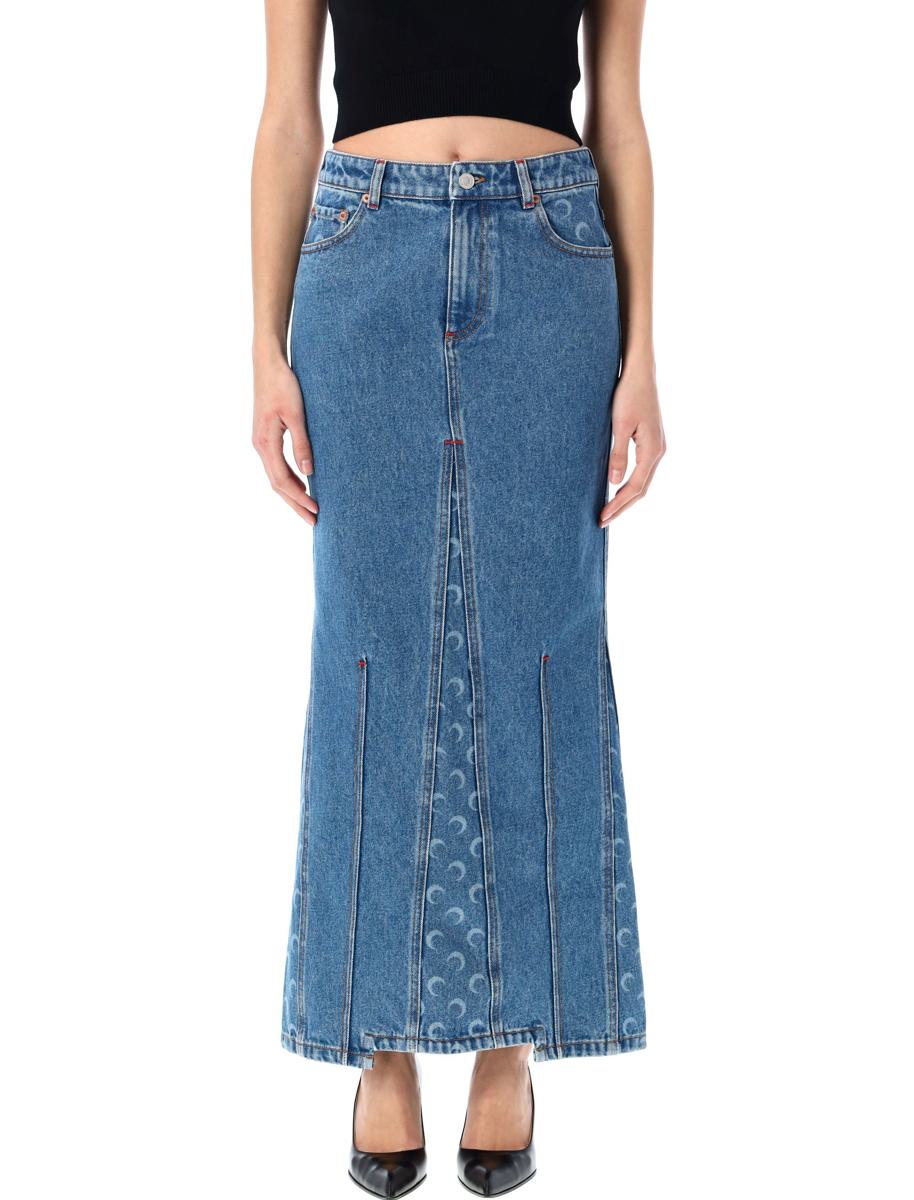 Marine Serre Moon Laser Denim Lång Kjol
