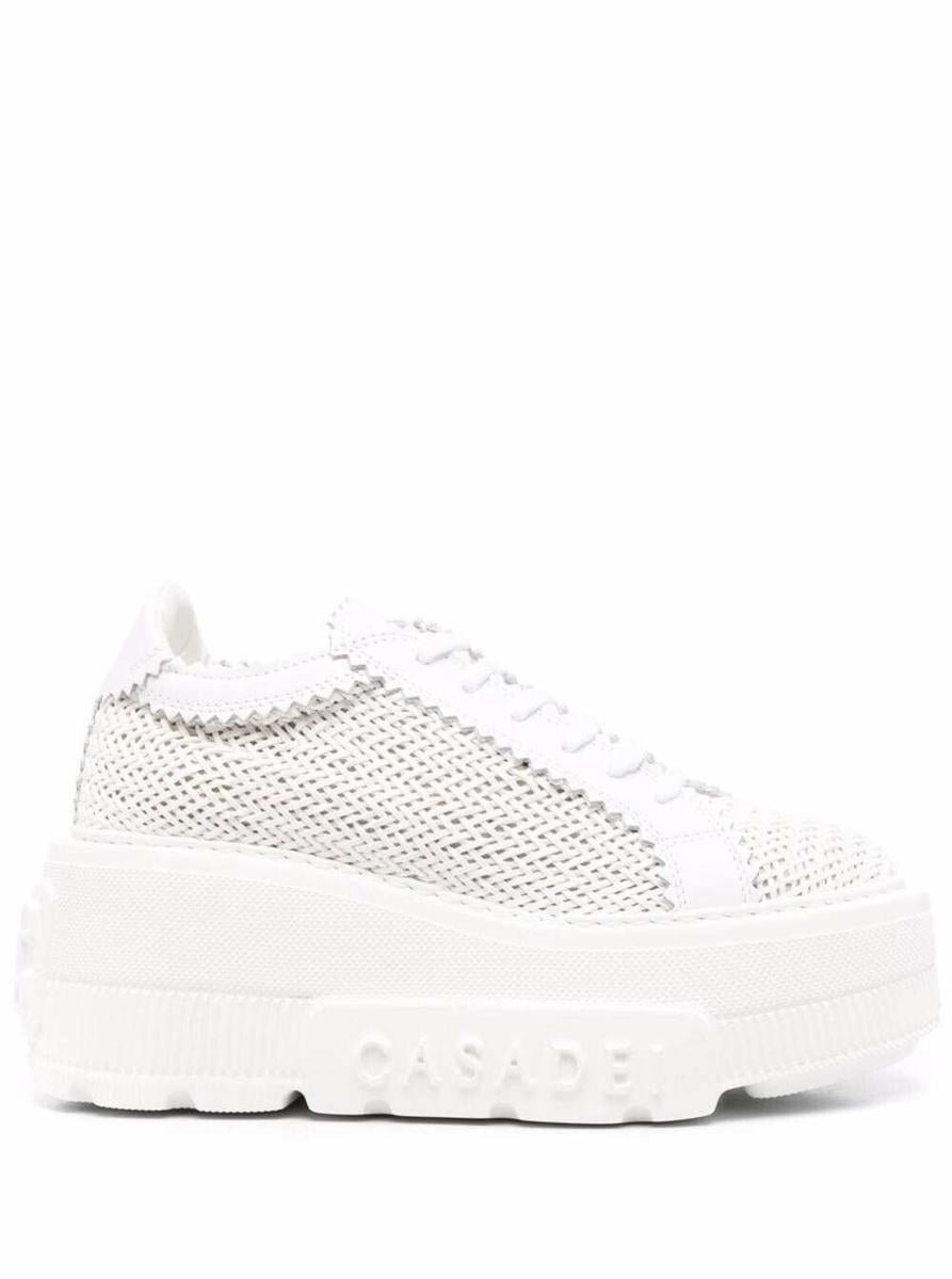 Vita platåsneakers i sammanvävd design i polyuretan för kvinnor