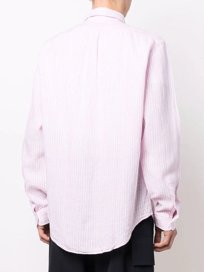 Randig linneskjorta med specialdesign