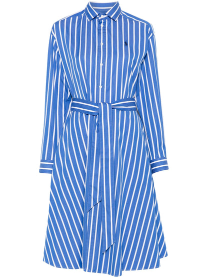 Randig skjortklänning med skärp