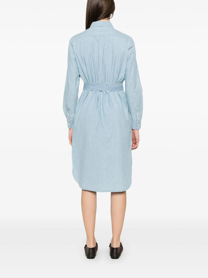 Lång skjortklänning med bälte